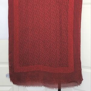 Calvin Klein red logo tonal scarf wrap shawl 28 x 75 inches